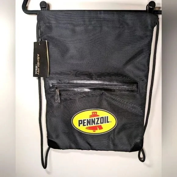 Pennzoil Ashbury Draw String Backpack Front Zip Pocket And Heavy Mesh Cool Back - Picture 1 of 10